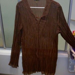 Women's Brown Sheer Tunic w/ fitted waist